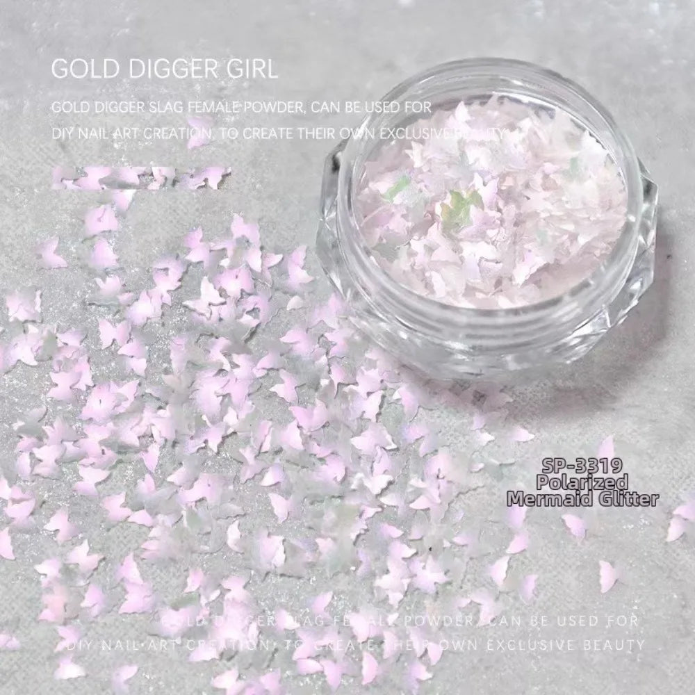 Nail Art Glitter Sequins – Heart Flower Butterfly Mermaid Iridescent