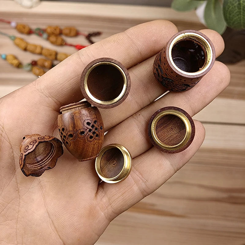 Wood Hollow Carved Aroma Diffuser Bottle Car Pendant