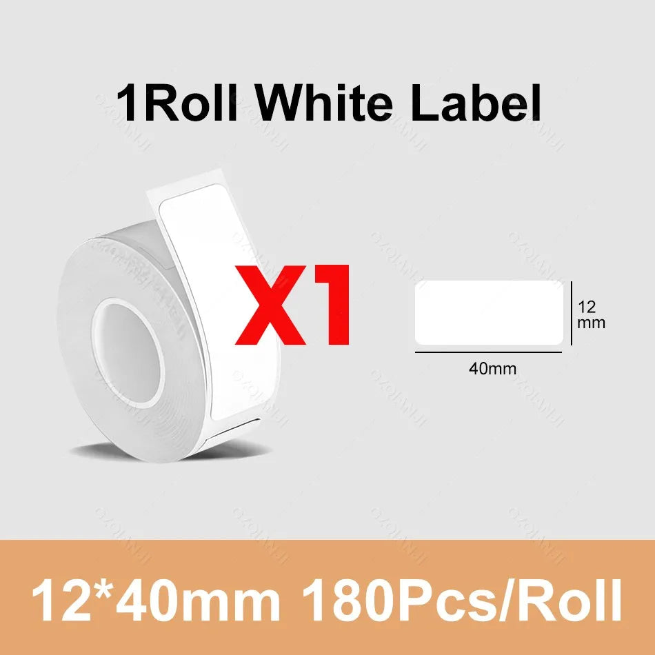 Thermal Label Sticker Roll 12–30mm for Mini Printer P15 D30 P12 Thermal Label Roll PRIMED 1Roll White 12X40