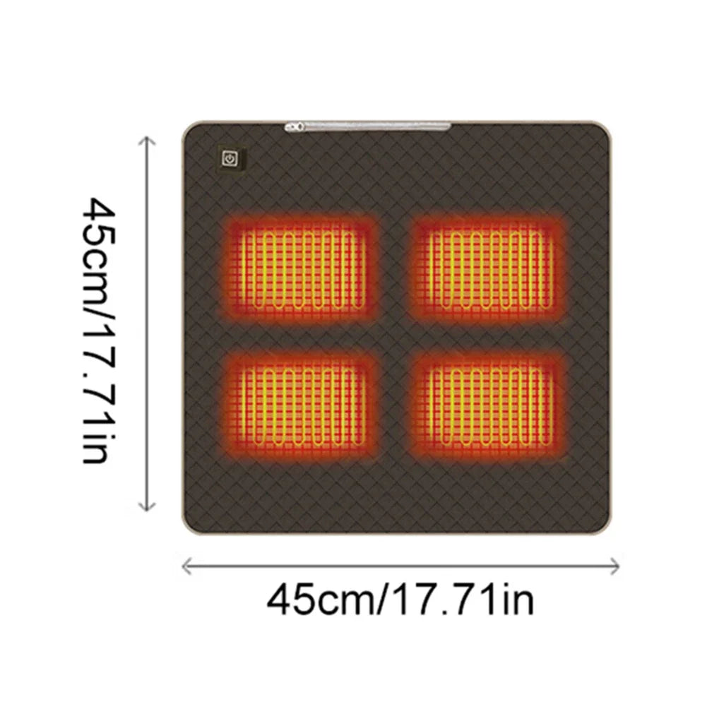 USB Electric Heated Sleeping Mat – 4 Zones Adjustable Warmth Heated Sleeping Mat PRIMED Dark Brown 45x45cm