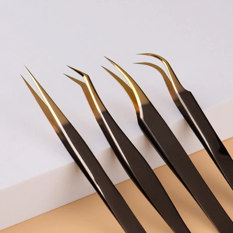 Professional Stainless Steel Eyelash Extension Tweezers – Black Lash Extension Tweezers PRIMED