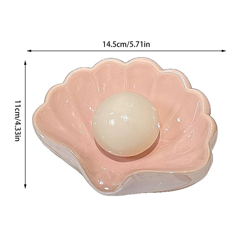 Shell-Shaped Soap Dish with Drain Rack | Plastic Soap Box Soap Dish PRIMED