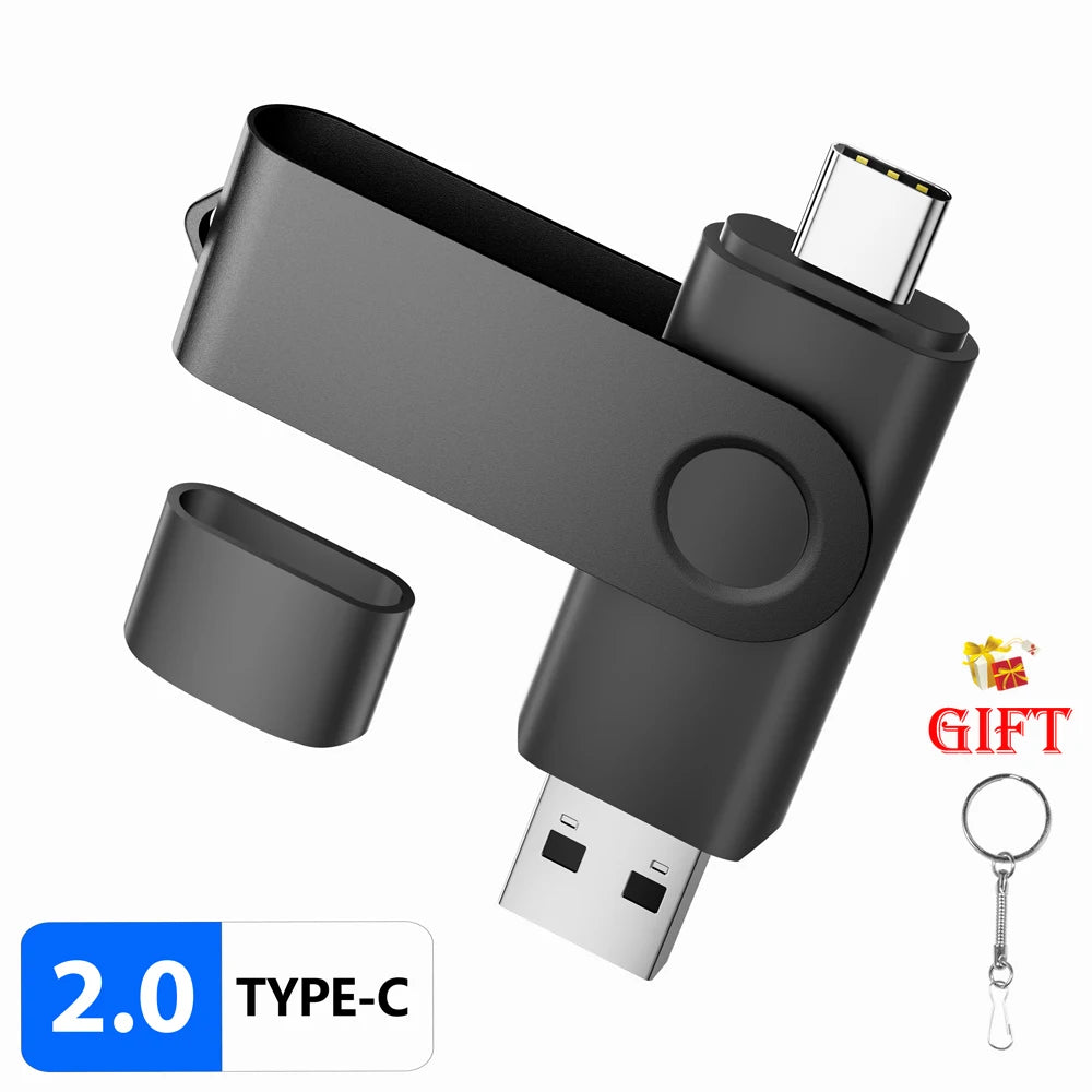 USB & Type-C 2-in-1 Flash Drive 4GB–128GB | Keychain Pendrive
