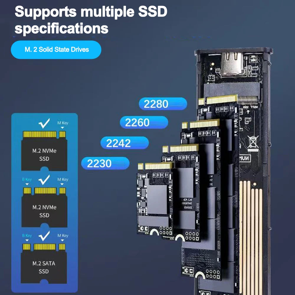 M.2 SSD Enclosure NVMe SATA Dual Protocol USB-C Adapter SSD Enclosure PRIMED