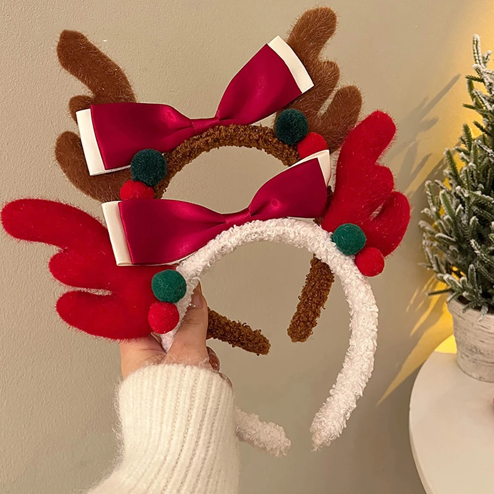 Kids Christmas Headband – Elk, Snowflake & Bow Holiday Hair Holiday Hair Accessory PRIMED