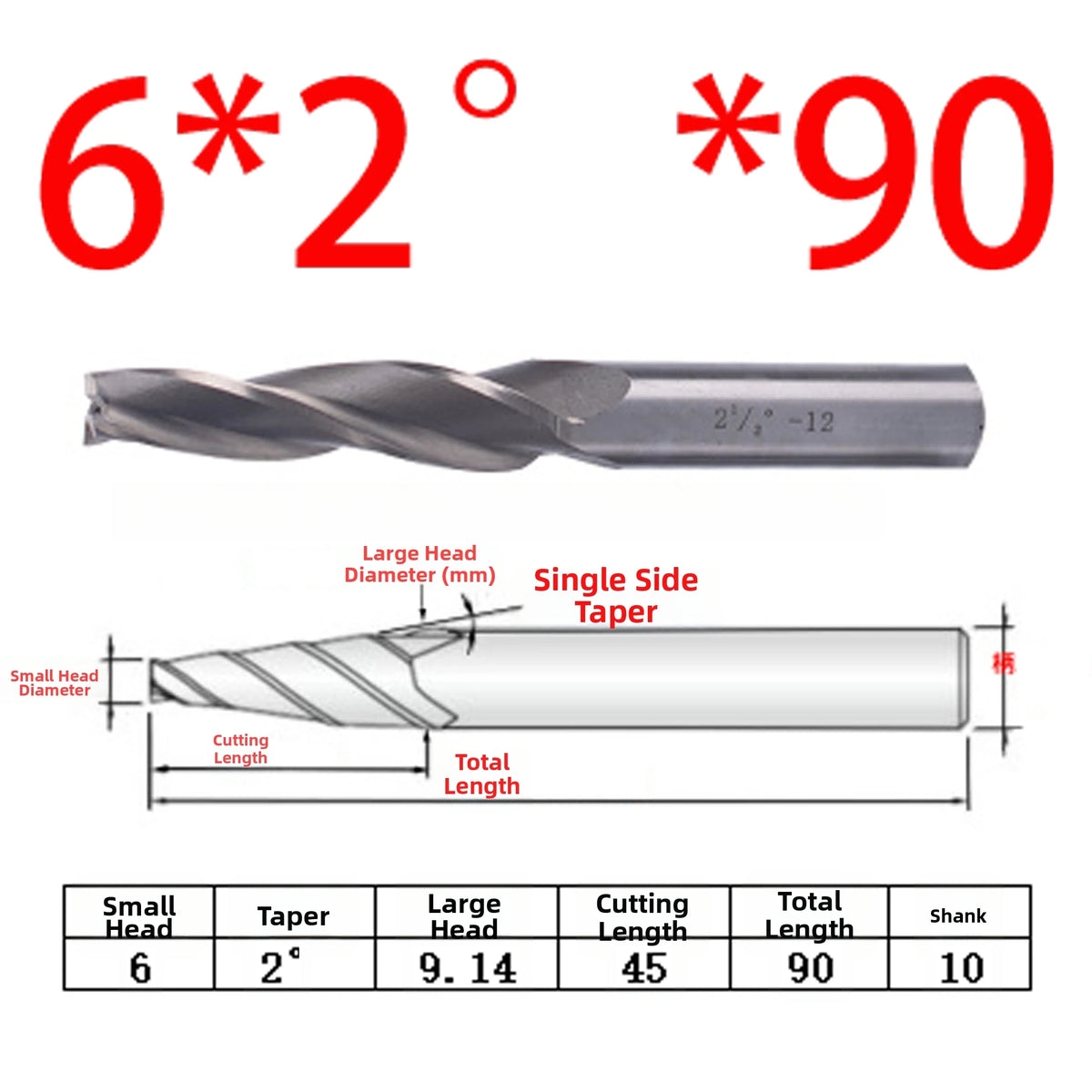 Spiral Tapered Ball Nose End Mill – HSS CNC Deep Groove Carving
