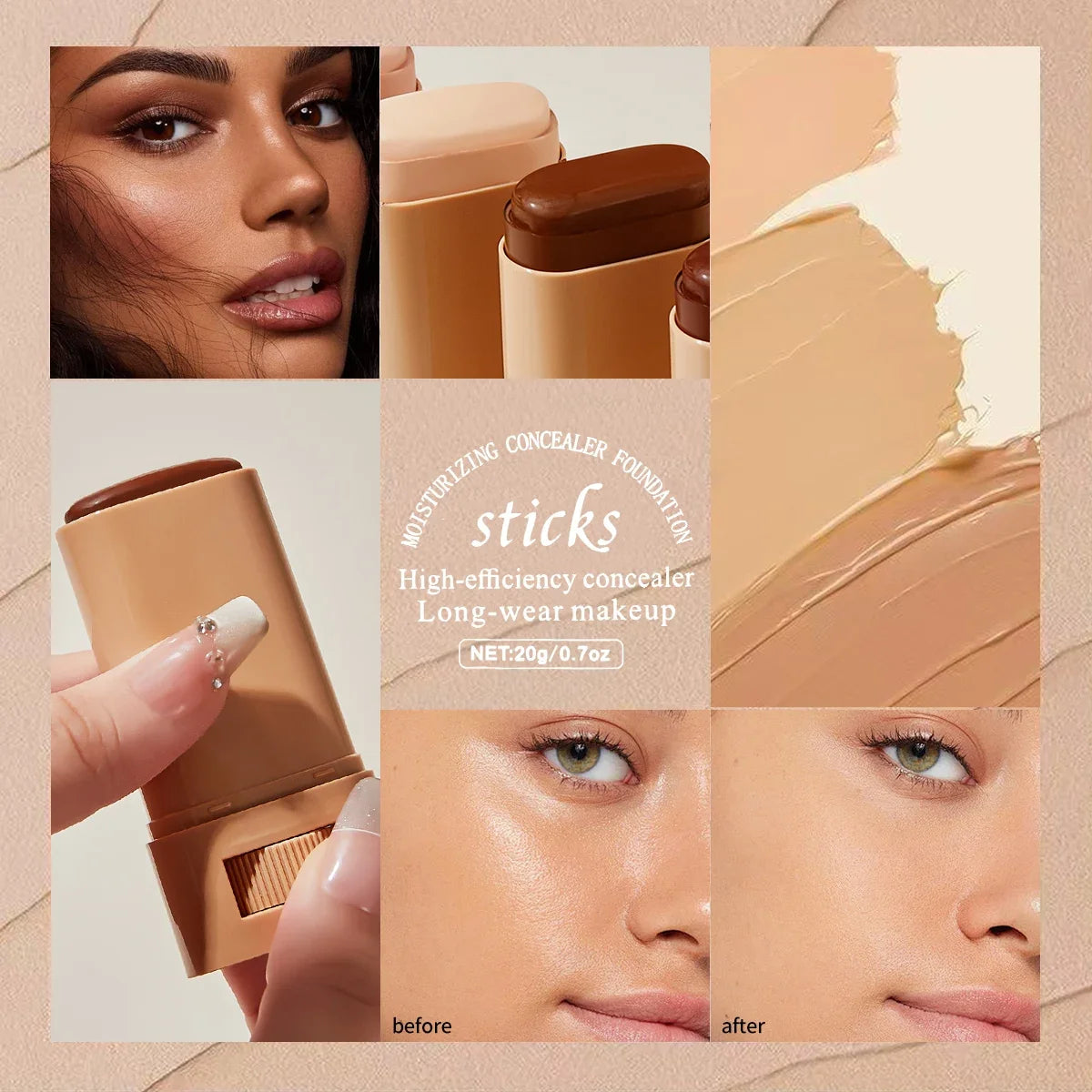 OCHEAL Waterproof Concealer Foundation Stick – Brightening