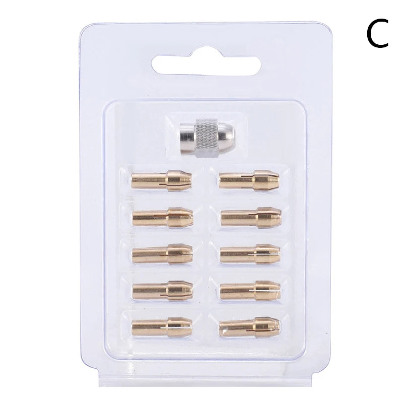 Brass Collet Chuck Set 0.5–3.2mm | 10/11pc Rotary Tool Kit