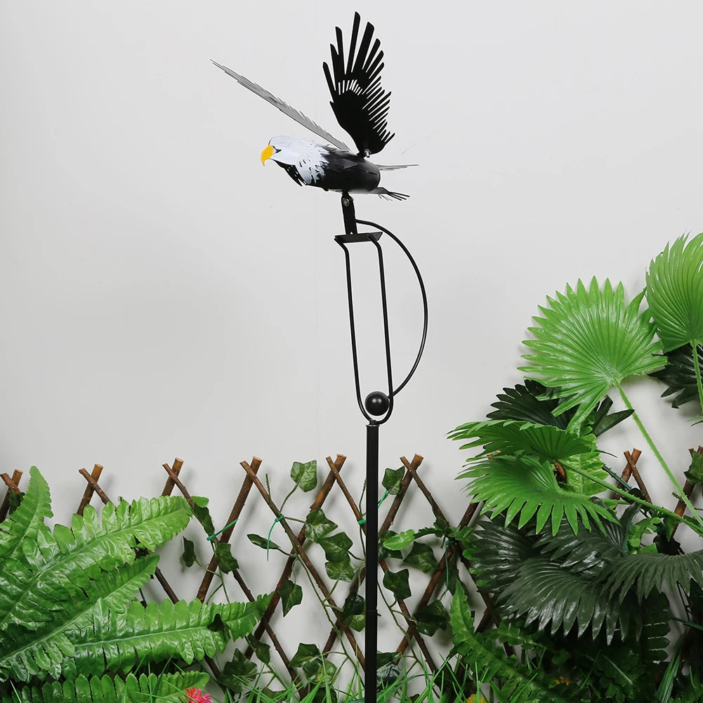 Metal Eagle Wind Spinner Garden Stake – Kinetic Bird Deterrent Garden Wind Spinner PRIMED