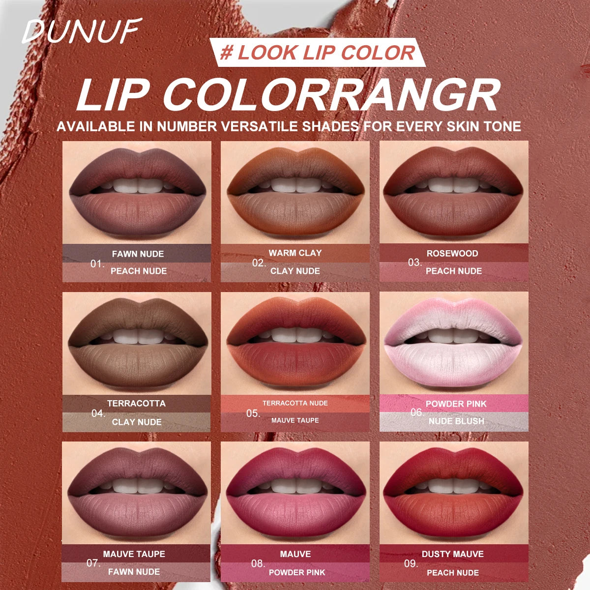 DUNUF 2-in-1 Gradient Lip Liner Lipstick Pen – Matte Velvet Lip Liner Lipstick PRIMED