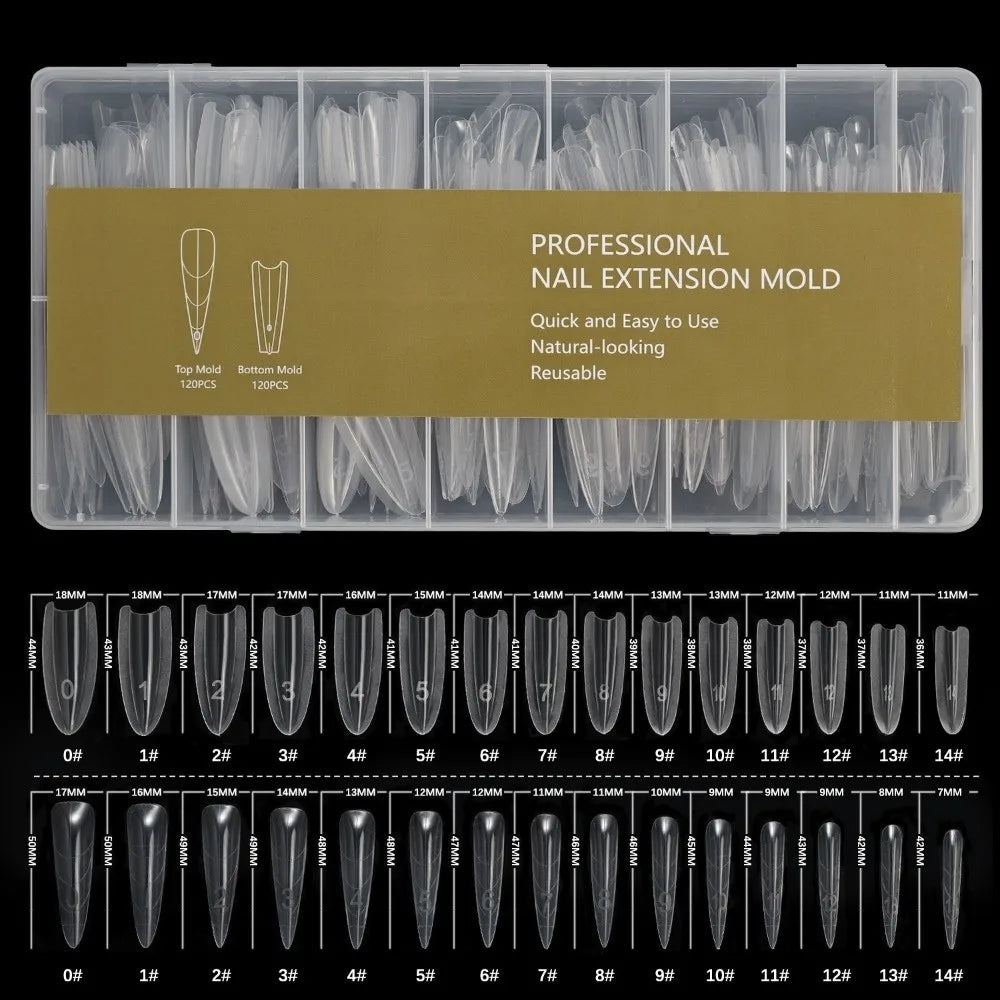 240pcs Mixed False Nail Extension Molds – Oval & Square Tips