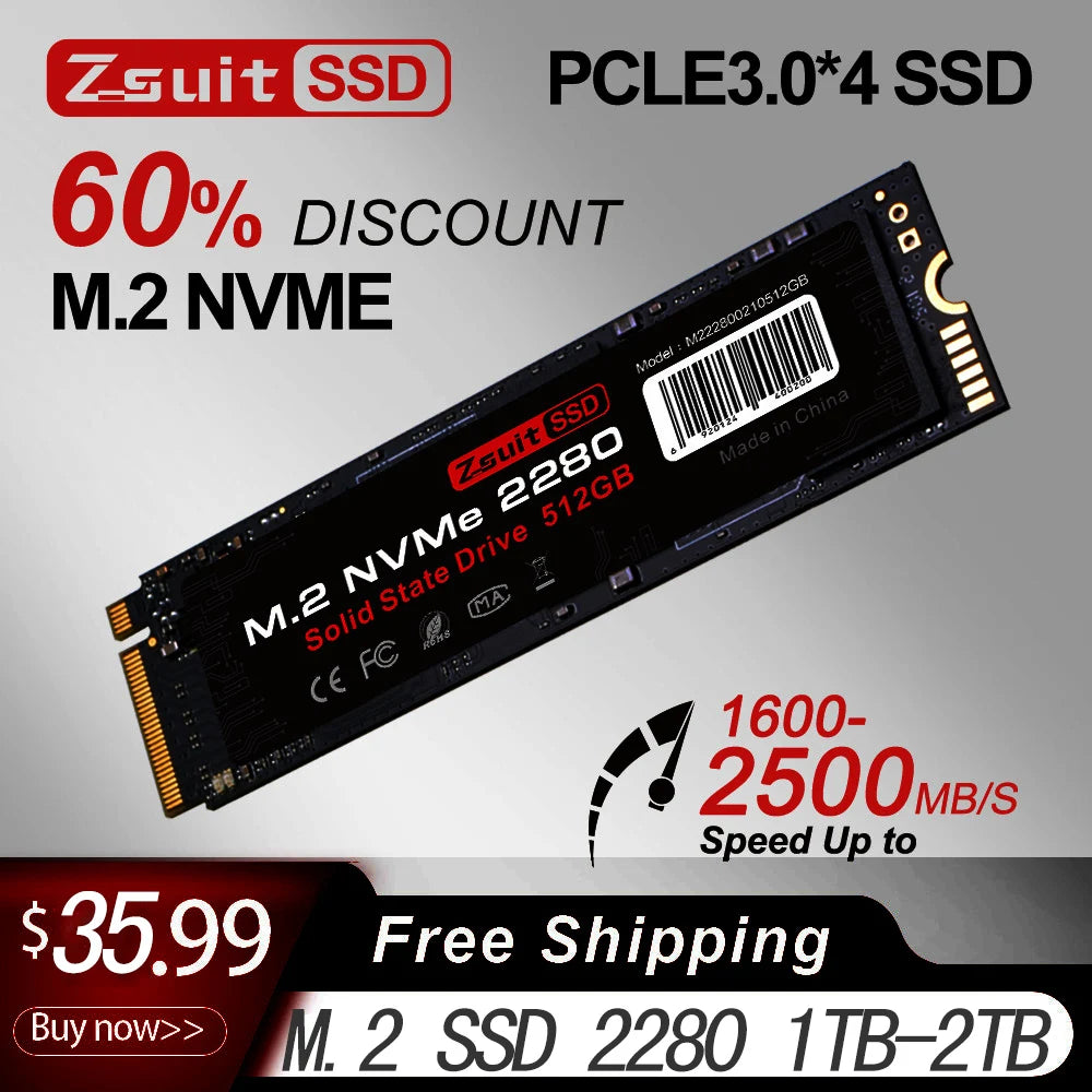 ZSUIT 1TB M.2 NVMe SSD PCIe 3.0 Internal Drive | 2900MB/s