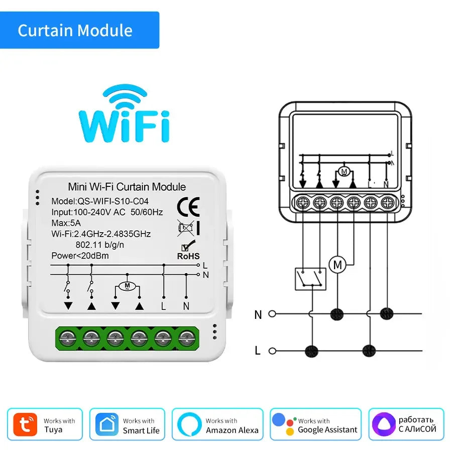 Tuya WiFi Zigbee Smart Curtain Switch Module | Alexa Google Smart Curtain Switch PRIMED WiFi