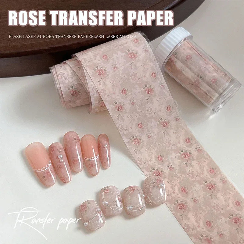 Vintage Rose Nail Foil Transfer Stickers 100cm | Floral Nail Art