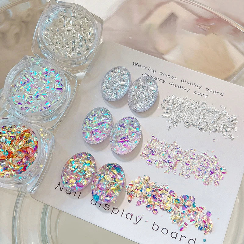 3D Holographic Nail Glitter Rhinestones – DIY Nail Art Decor Nail Art Glitter PRIMED