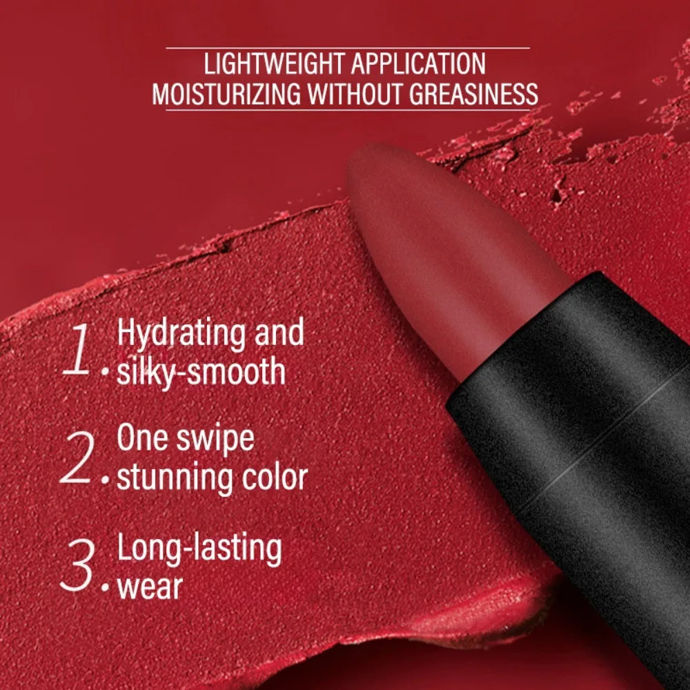 Velvet Matte Lipstick – 19 Shades, Long-Wear & Moisturizing