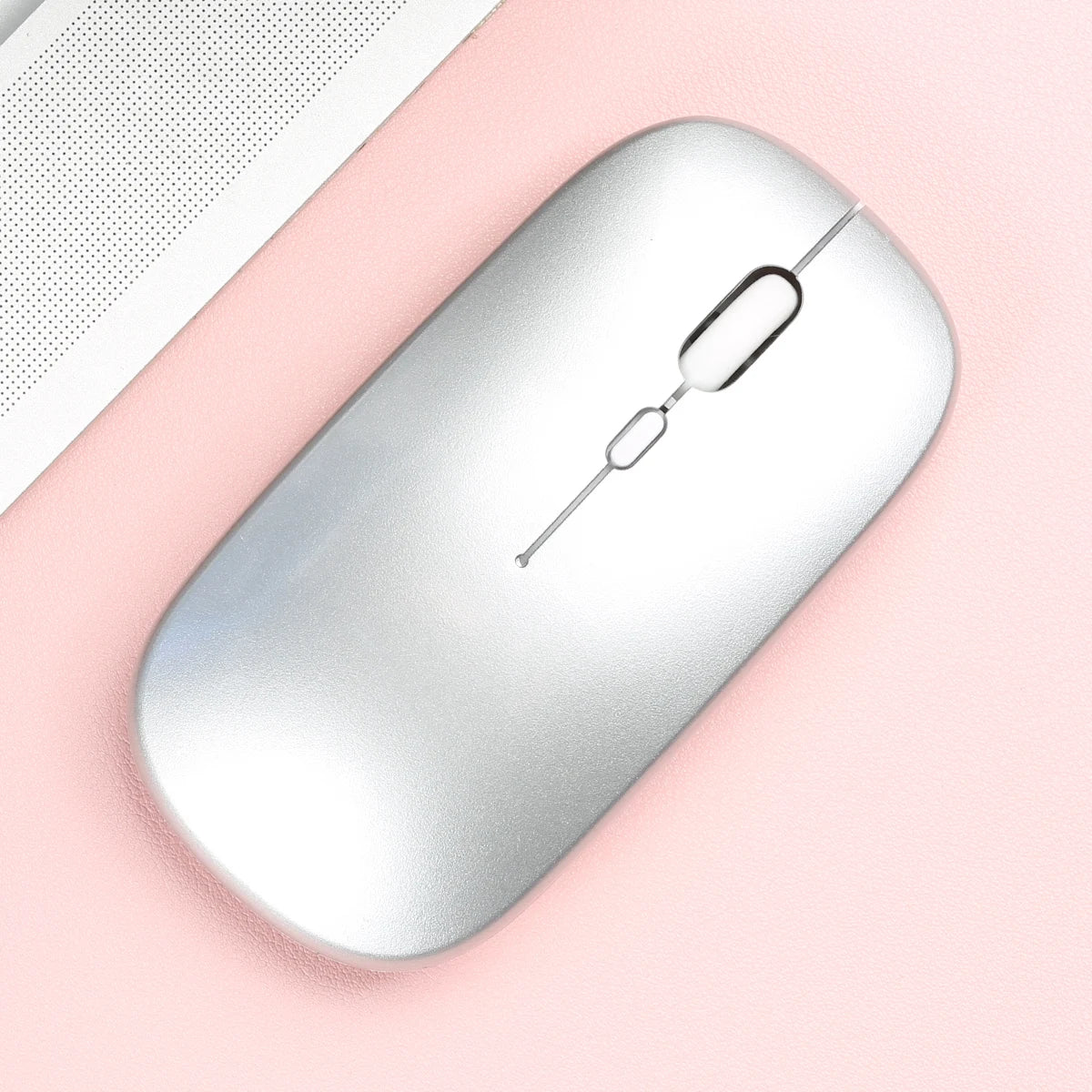 MissionFit Silent Bluetooth Mouse – Ergonomic, 1600 DPI Wireless Bluetooth Wireless Mouse PRIMED Glossy-Silver
