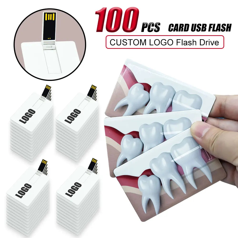 100-Pack Credit Card USB Flash Drives Custom Logo | USB 2.0 Custom USB Flash Drive PRIMED