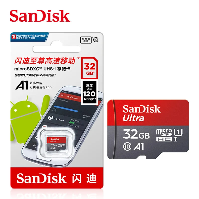 SanDisk A1 Micro SD Card 32–256GB 100MB/s + Type-C Reader Micro SD Card PRIMED 32GB