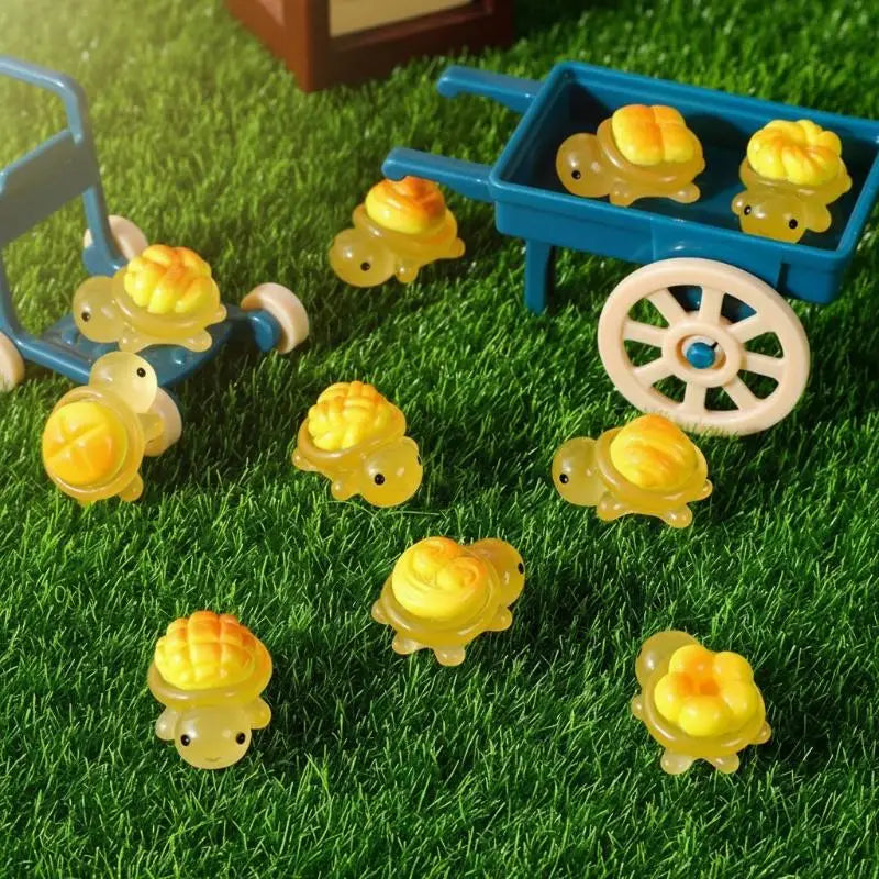 10pcs Glow-in-the-Dark Mini Resin Turtle Ornaments | Garden & Desk