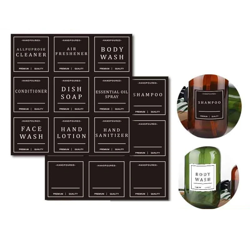 Waterproof Cosmetic Bottle Labels – PVC Stickers 9 Pack Bottle Label Stickers PRIMED