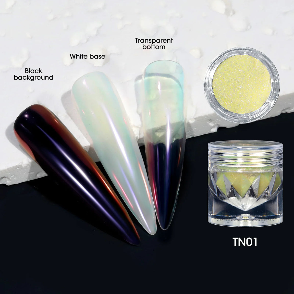 10-Color Aurora Chrome Nail Powder – Iridescent Chameleon Pigment