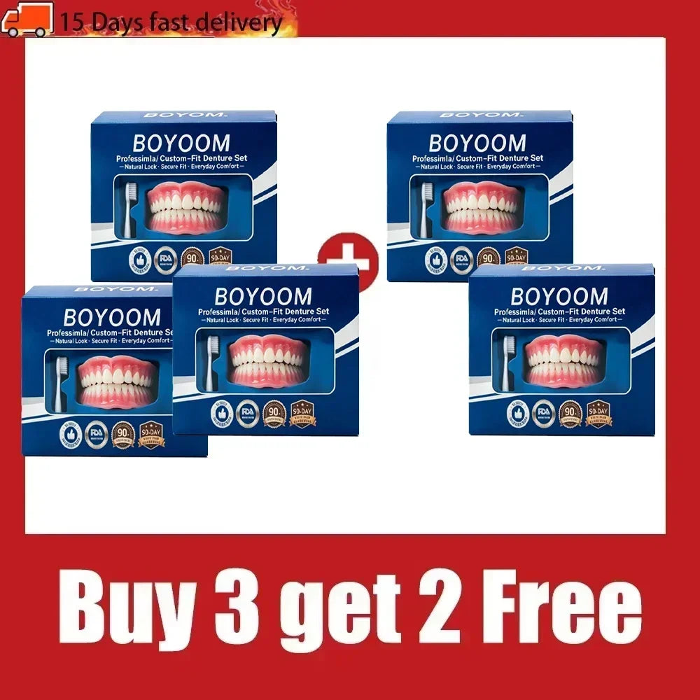 Silicone False Teeth Set – Upper & Lower Cosmetic Veneers