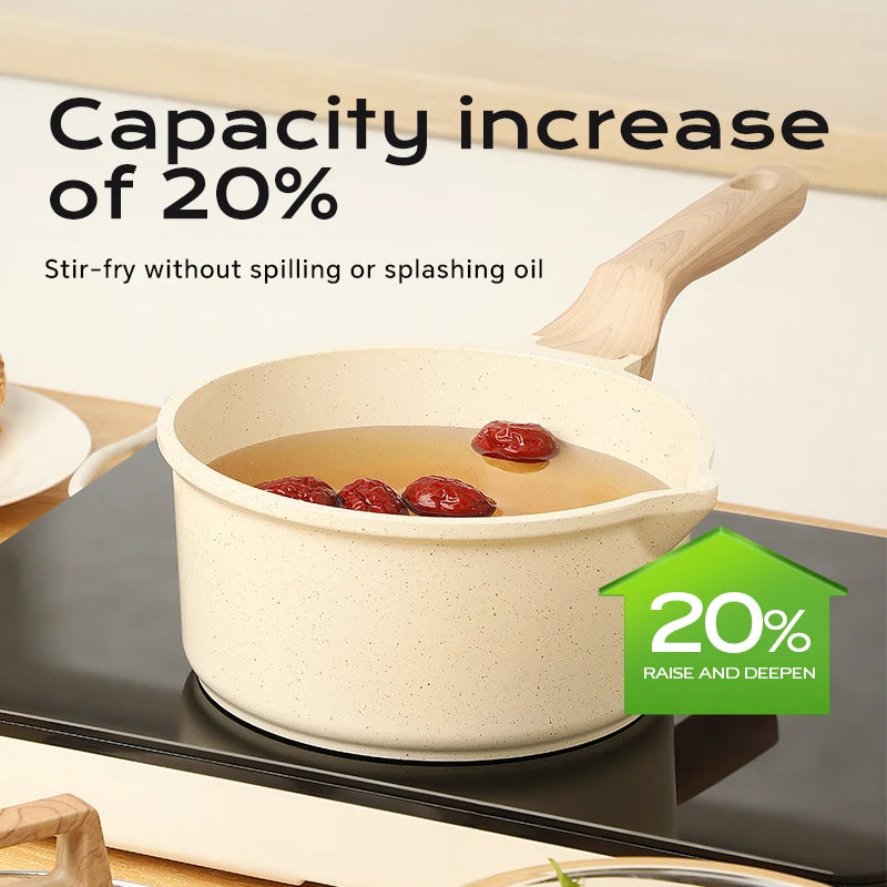 DONNOR Nonstick Granite Saucepan with Lid – All Stove Types Nonstick Saucepan PRIMED