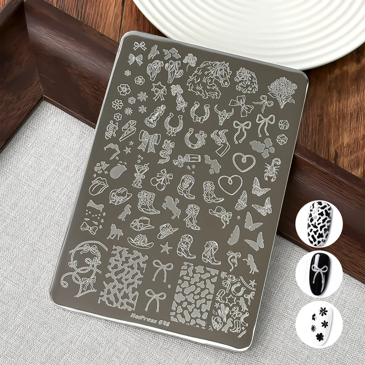 Vintage Lace Nail Stamping Plate – Flowers, Bow & Lace Art