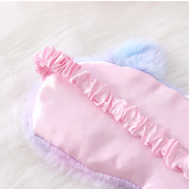 Unicorn Plush Sleep Mask – Soft Blackout Eye Cover for Girls