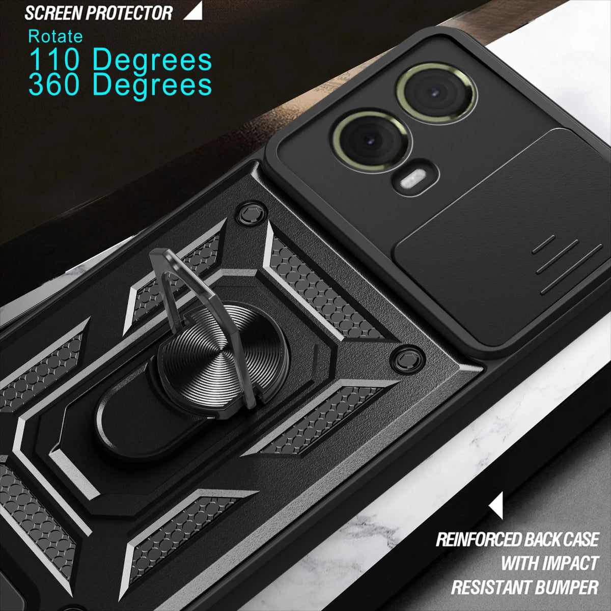 Shockproof Armor Case Motorola Moto G & Edge | Ring Holder Phone Armor Case PRIMED