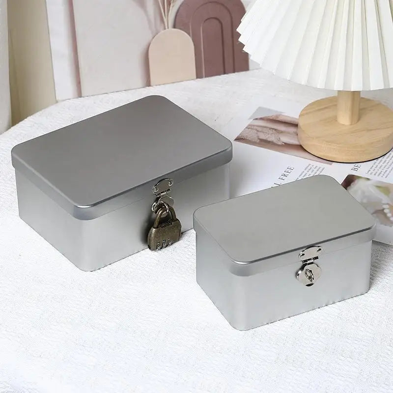 Lockable Tinplate Storage Box – Jewelry, Coins & Desk Organizer Lockable Storage Box PRIMED
