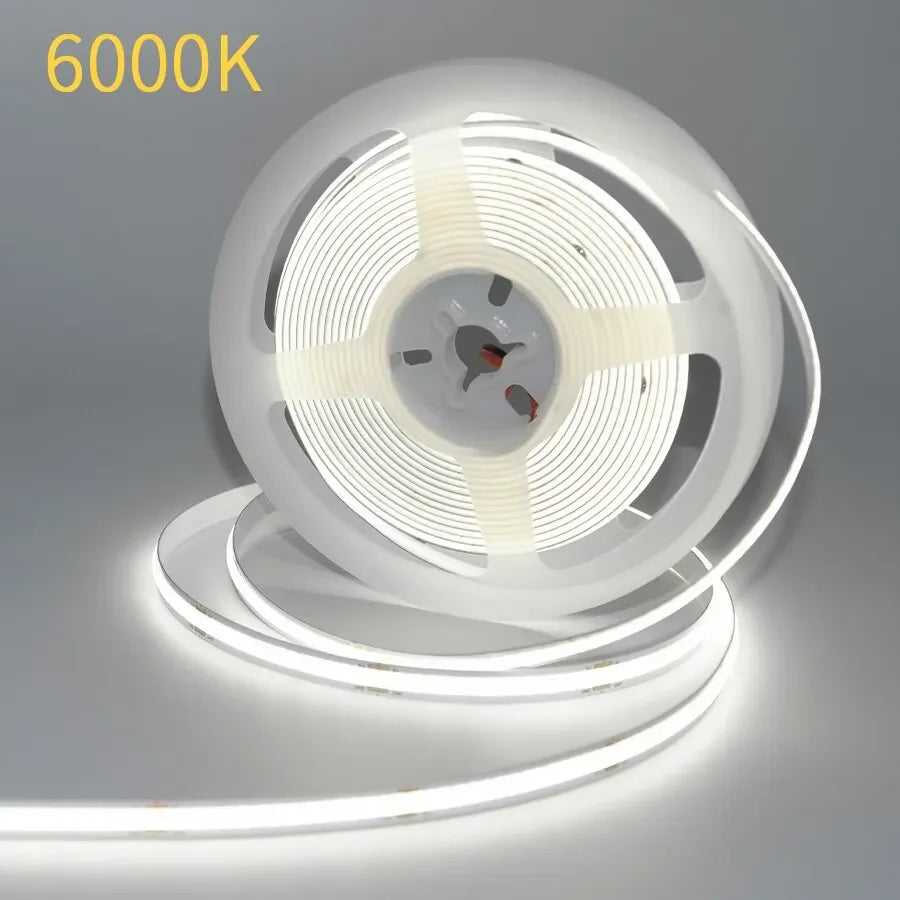 COB LED Strip Light DC12V/24V Dimmable 3000–6000K | GGBEE COB LED Strip Light PRIMED Cold White DC 24V 10m