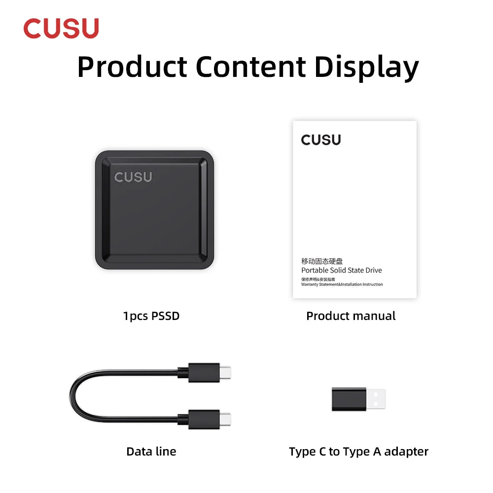 CUSU Portable SSD 256GB–2TB USB 3.2 Type-C External Drive Portable External SSD PRIMED