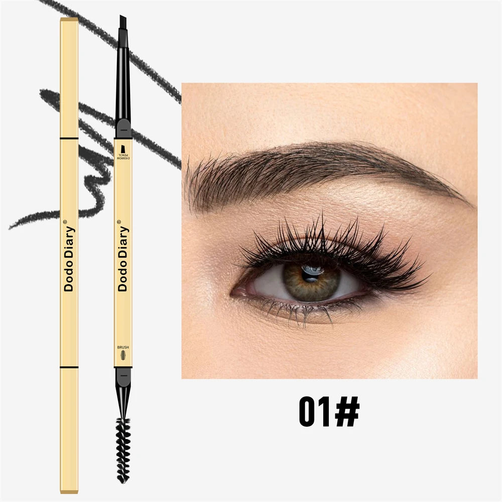 Ultra Fine Triangle Eyebrow Pencil – Waterproof Double Ended Eyebrow Pencil PRIMED 01 Black