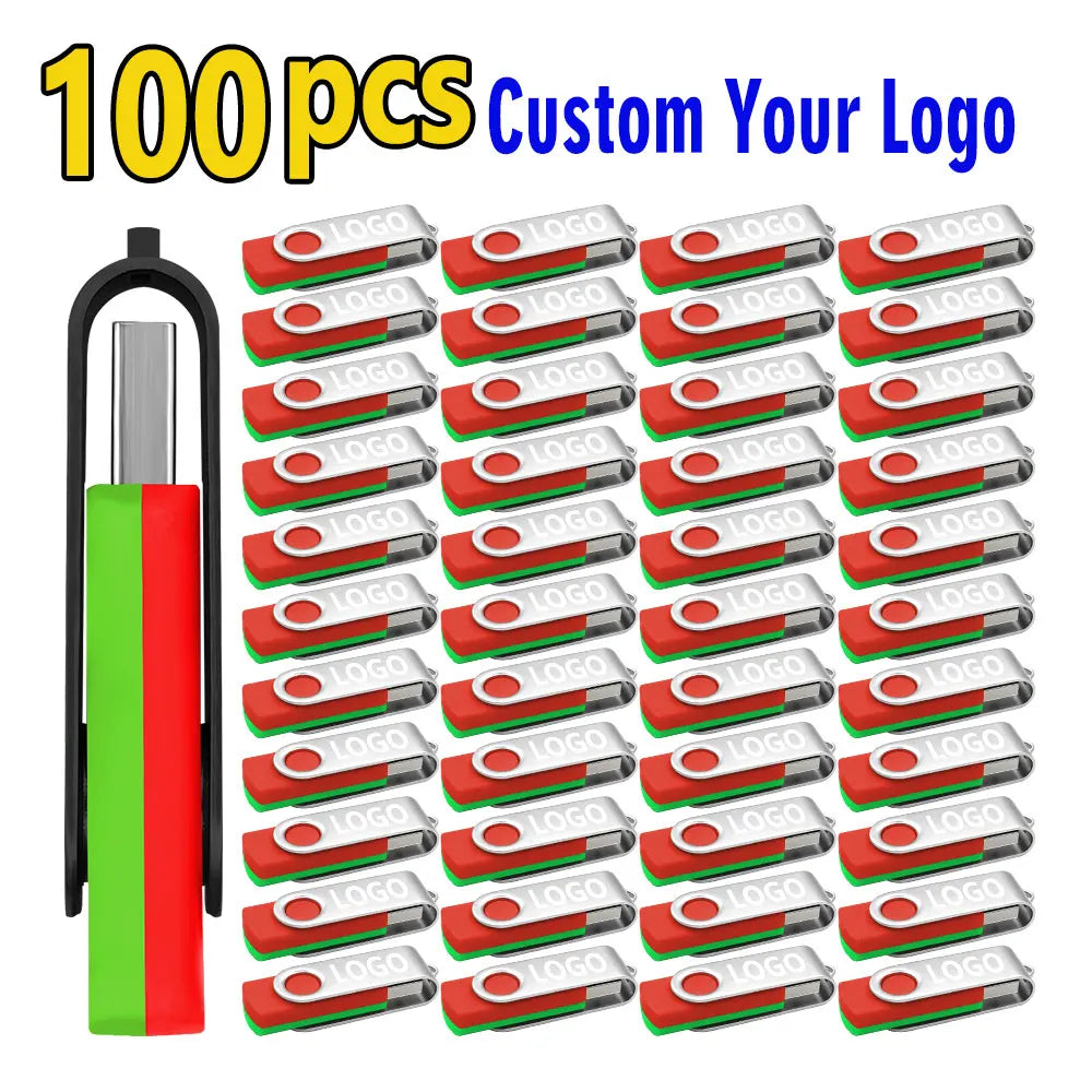 100-Pack Custom Logo USB 2.0 Flash Drives 128MB–64GB Bulk USB Flash Drive PRIMED 512M-100PCS Green2