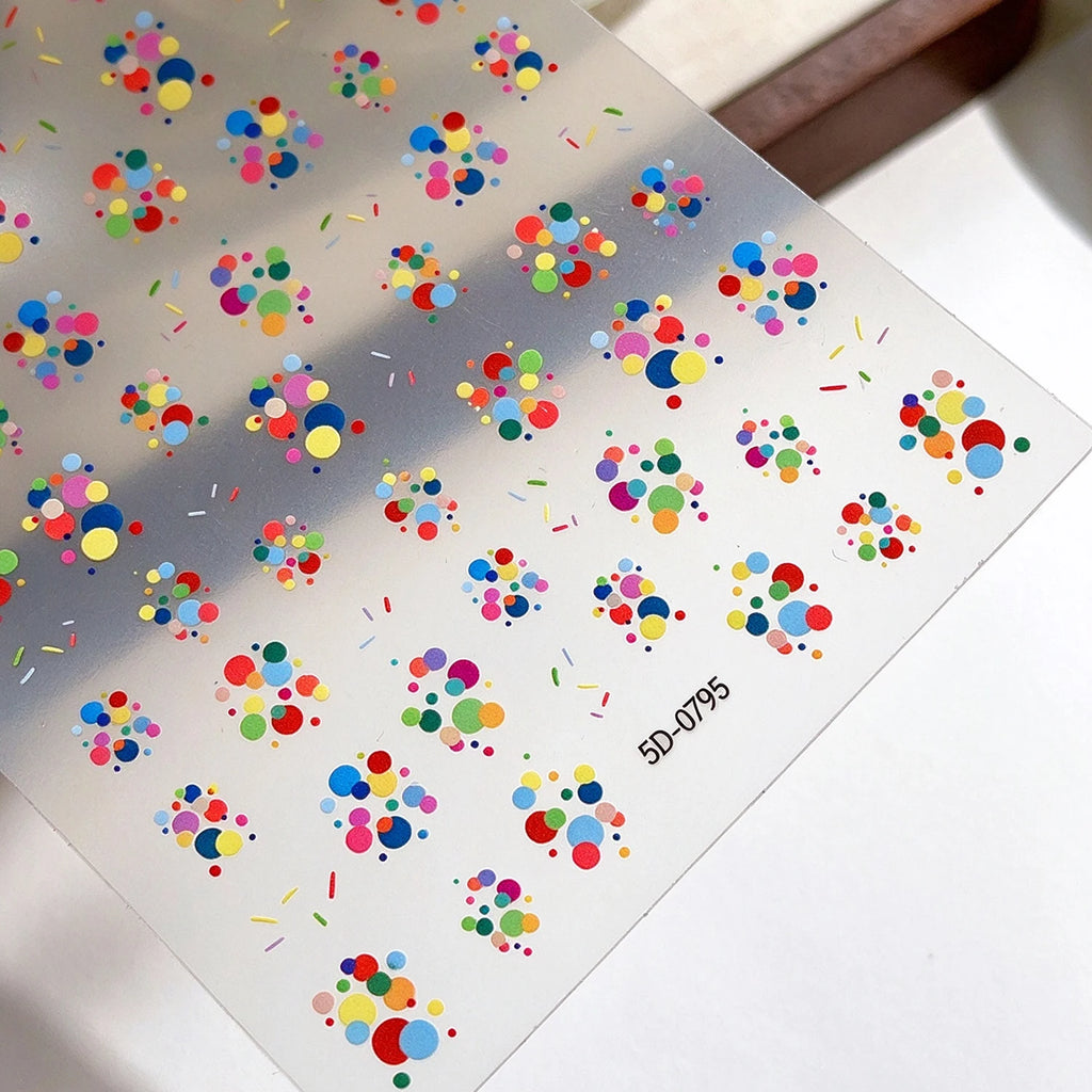 Dopamine Circle Nail Art Stickers – 3D Iridescent Decals Nail Art Stickers PRIMED
