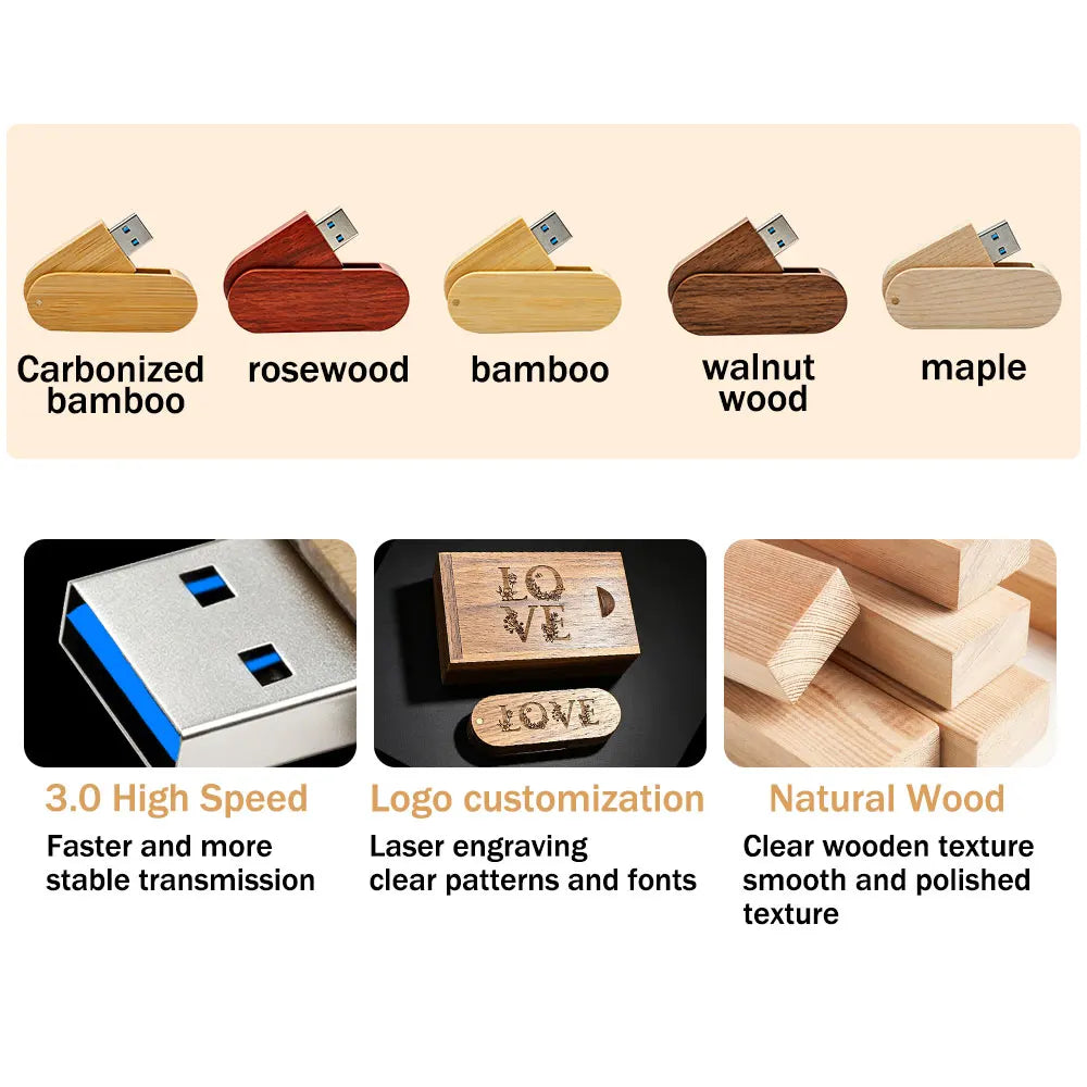 Wooden USB 3.0 Flash Drive 4GB–64GB | Custom Logo Gift Wooden USB Flash Drive PRIMED