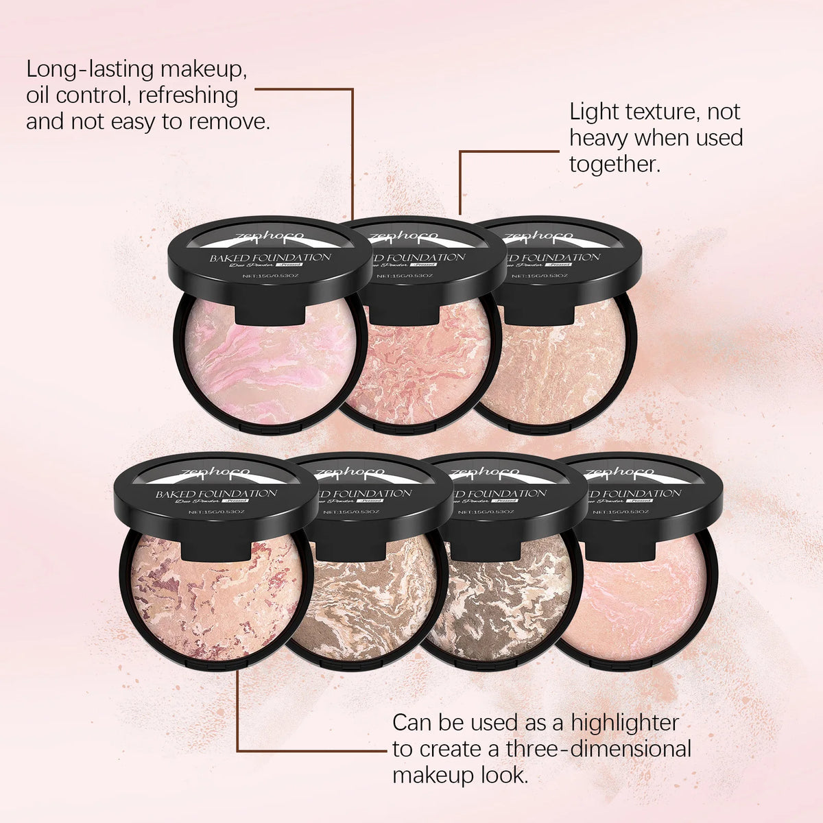 Baked Bronzer & Marble Highlighter Palette – Matte Setting Powder Bronzer Highlighter Palette PRIMED