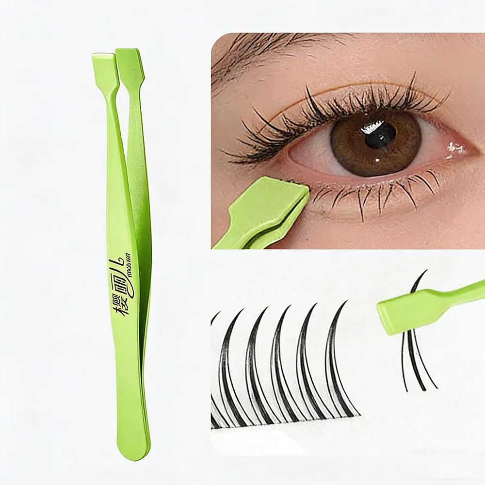 Stainless Steel Eyelash Tweezers – False Lash Extension Clips