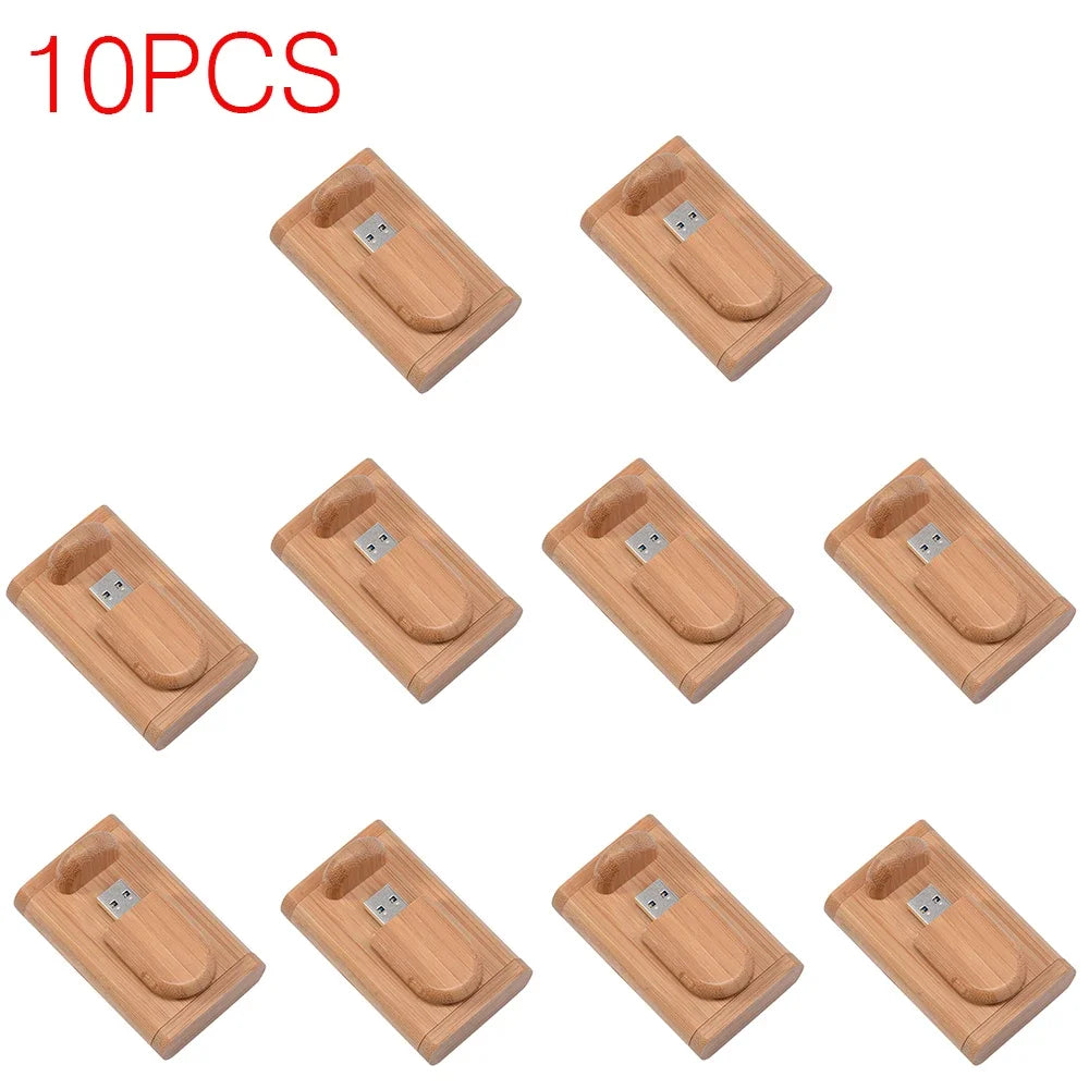 10-Pack Bamboo USB Flash Drives | Free Custom Logo 64GB/32GB USB Flash Drive PRIMED 32GB 10PCS-LOT-Carbonized China Mainland