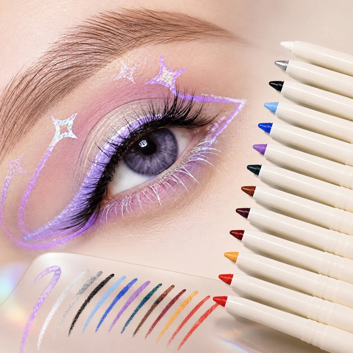 Waterproof Gel Eyeliner Pencil – 12 Colors Matte & Shimmer