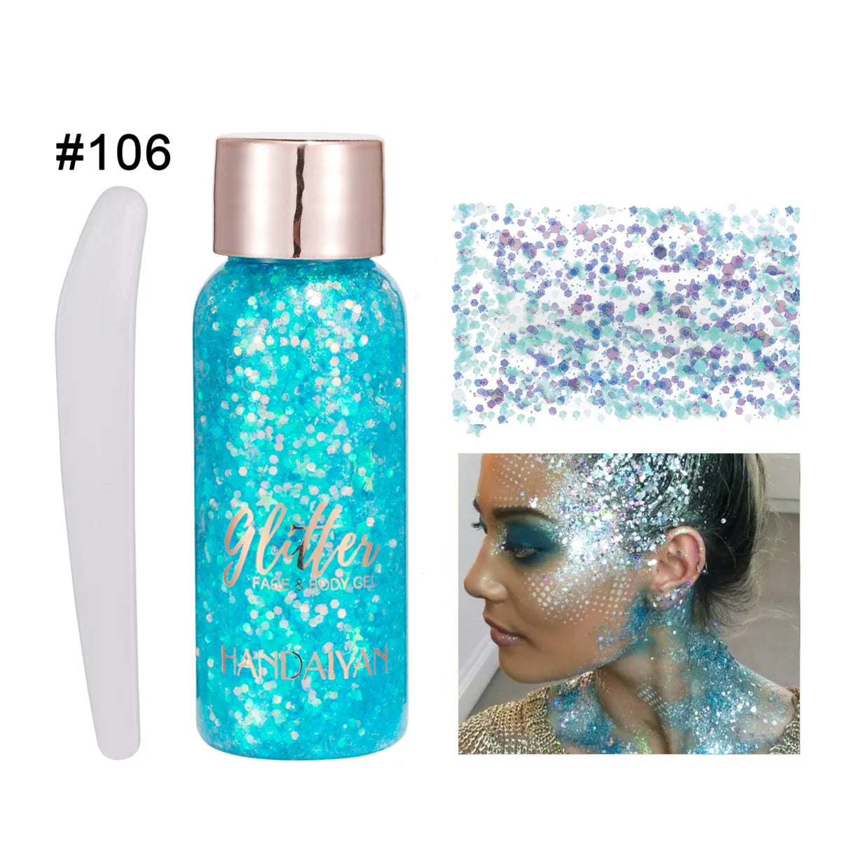 Mermaid Body Glitter Cream – Face, Hair, Nail Sequin Gel Body Glitter Gel PRIMED 106