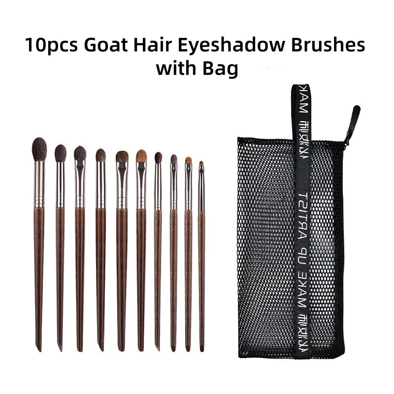 10-Piece Eyeshadow Makeup Brush Set – Goat & Animal Hair
