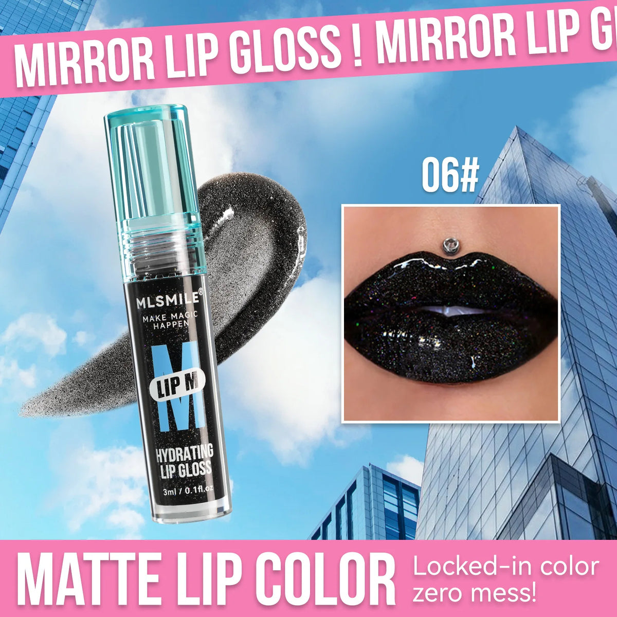 MLSMILE Pearl Nude Lip Gloss – Waterproof Moisturizing Glaze Lip Gloss PRIMED 06