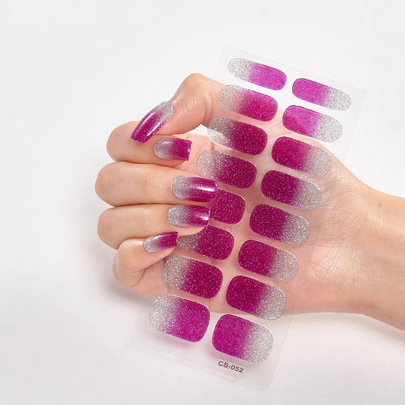 Semi-Cured Gel Nail Wraps Full Cover Stickers – 16pc Set