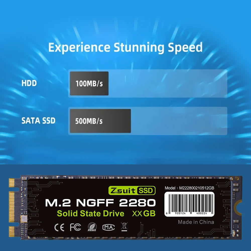 Z-Suite M.2 2280 SATA SSD 512GB 1TB Internal Drive for PC Internal SSD Drive PRIMED
