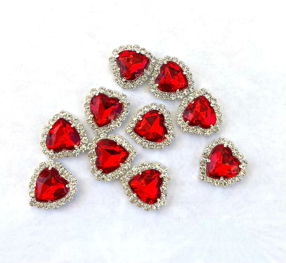 5Pcs Zircon Heart Nail Art Charms – Crystal Gem Decorations