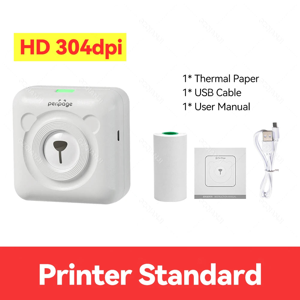 PeriPage A6 Portable Bluetooth Thermal Printer + Carry Bag Portable Thermal Printer PRIMED WH Standard