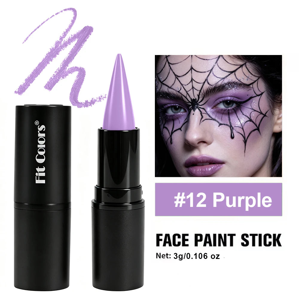 Halloween Face & Body Paint Stick – Waterproof Cosplay Lipstick Face & Body Paint PRIMED 12 3g